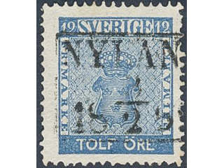 Sweden. Facit 9c1 used , 12 öre blue. EXCELLENT cancellation NYLAND 8.2.1859. Weakly …