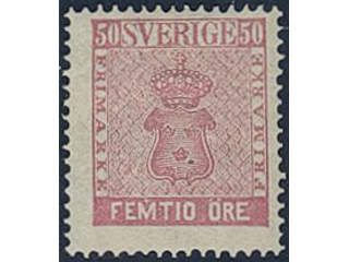 Sweden. Facit 12h ★★, 50 öre rose. Beautiful and fresh MNH example. Certificate Mats …