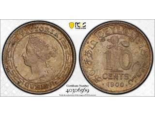 Ceylon Queen Victoria (1837-1901) 10 cents 1900, UNC, PCGS MS64
