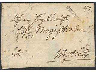 Sweden. A county. STOCKHOLM, ribbon postmark type 1 on cover dated "Stockholm: d: 8 nov. …