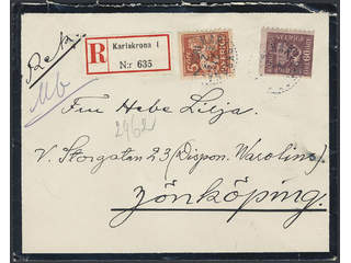 Sweden. Facit 163, 142A cover , 5+60 öre on beautiful registered cover with return …