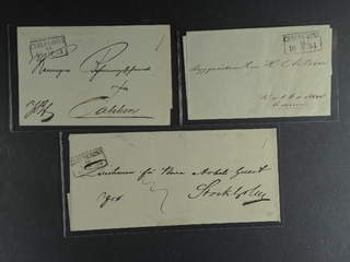 Sweden. K county. CARLSKRONA, rectangular postmark. Type 7 (×1) and 8 (×2) on three …