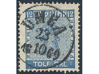 Sweden. Facit 9c3 used , 12 öre blue, perforation of 1865. Superb cancellation UMEÅ …