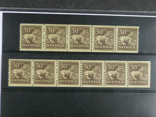 Sweden. Facit 148A ★★ , 30 öre brown in one strip of five and one strip of six. (2).