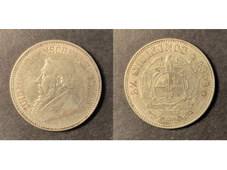 Sydafrika Paul Kruger (1883-1902) 2 1/2 shillings 1896, AU lätt rengjord