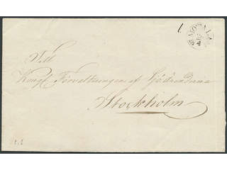 Sweden. E county. MOTALA 26.4.1833, arc postmark. Type 1 on cover sent to Stockholm. …