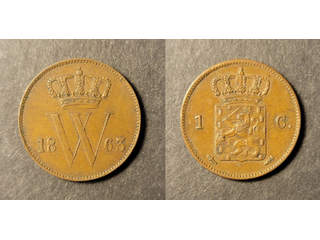 Netherlands Willem II (1840-1890) 1 cent 1863, AU