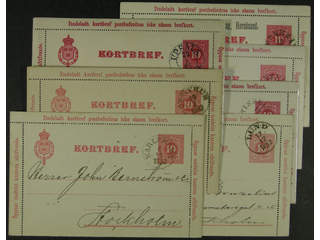 Sweden. Postal stationery, letter card Facit kB4 , Letter card 10 öre with edges, seven …