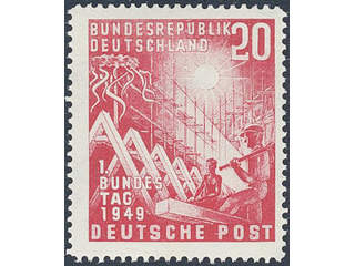Germany GFR (BRD). Michel 112 VII ★★ , 1949 Bundestag 20 pf rose-red with white spot on …