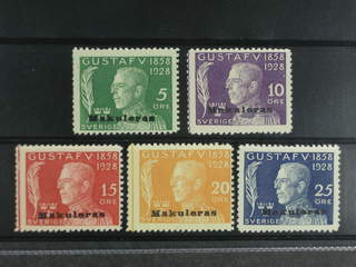Sweden. Facit 226–30v (★) , 1928 70th Birthday of King Gustaf V SET overprinted …