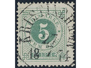 Sweden, Sverige, Sverige, Sverige. Facit 19b used, 5 öre light bluish green on white …