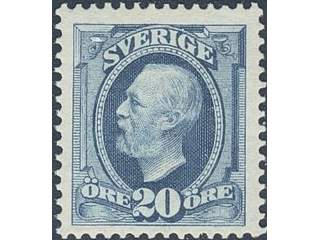 Sweden. Facit 56 ★★ , 1891 Oscar II 20 öre blue. Very fine.
