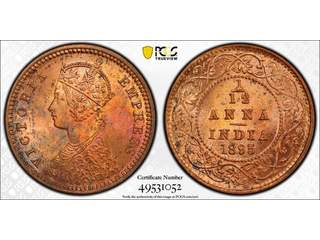 Indien Queen Victoria (1837-1901) 1/12 anna 1895 Calcutta, UNC, PCGS MS64RB