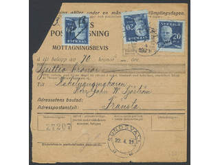 Sweden. Facit 151A cover , 3x20 öre on money order with return receipt, sent from …