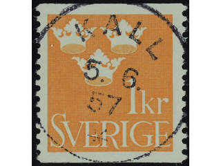 Sweden. Facit 294 used , 1939 Three Crowns 1 Kr orange. EXCELLENT cancellation KALL …