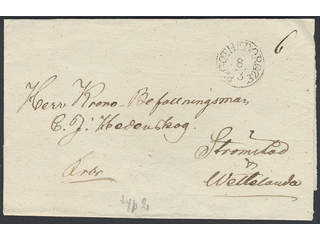 Sweden. O county. GÖTHEBORG 8.3.1832, arc postmark. Type 2 on cover sent to Strömstad. …