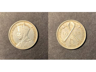 Sydrhodesia George V (1910-1936) 6 pence 1935, AU liten repa