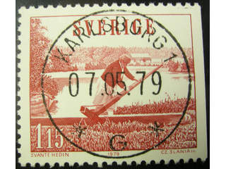 Sweden. Facit 1085 used , 1979 Göta Canal 1.15 Kr red. EXCELLENT cancellation KARLSBORG …