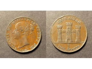 Gibraltar Queen Victoria (1837-1901) 2 quarts 1842, VF rim nicks
