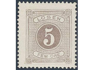Sweden. Postage due Facit L3a ★ , 5 öre brown-light brown, perf 14. SEK 600