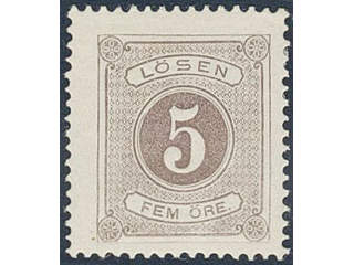 Sweden. Postage due Facit L3a ★ , 5 öre brown-light brown, perf 14. SEK 600