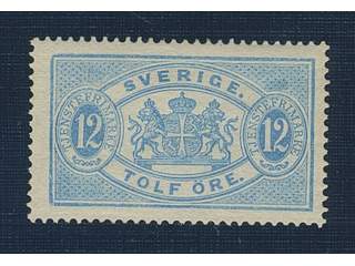 Sweden. Official Facit Tj17 ★, 12 öre blue, perf 13. Superb. SEK 700