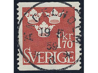 Sweden. Facit 304 used , 1951 Three Crowns 1.70 Kr red. EXCELLENT cancellation ÄNGELHOLM …