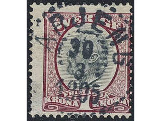 Sweden. Facit 60c–d used , 1903 Oscar II 1 Kr (dark) violetish carmine/grey. EXCELLENT …