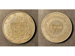 Brazil Pedro II (1831-1889) 1000 reis 1865, AU/UNC