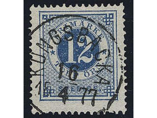 Sweden. Facit 21 used , 12 öre blue. EXCELLENT cancellation KUNGSBACKA 16.4.1877.