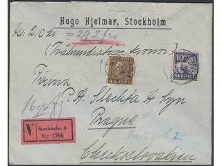 Sweden. Facit 191, 146A on cover, 10+45 öre on insured cover sent from STOCKHOLM 9.7.31 …