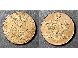 Sverige Gustav V (1907-1950) 2 öre 1926, 01/0