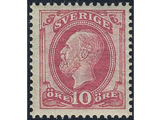 Sweden. Facit 45 ★★, 1886 Oscar II with posthorn on back 10 öre red. Very fine–superb. …