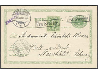 Sweden. DENMARK. . Danish cancellations FRA SVERIGE and PAQUEBOT in violet colour on …