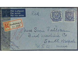 Sweden. Facit 348 cover , 2x90 öre on censored registered cover with currency control, …
