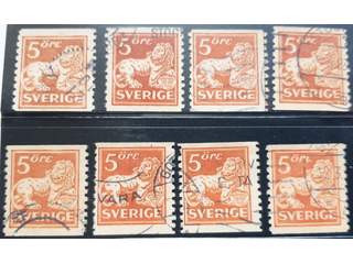 Sweden. Facit 142Acc used , 5 öre brown red type II vertical perf 9¾, wmk inverted …
