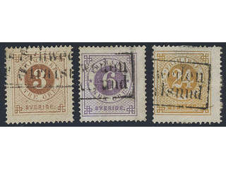 Sweden. F 17, 20, 24. Three Circle types with German cancellation "Aus Schweden per …