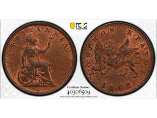 Grekland Ionian Islands 1 lepton 1862, UNC, PCGS MS64 RB