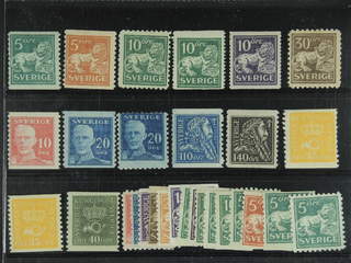 Sweden. ★ 1920-34. Small coil stamps, All different, e.g. F 140Acx, 141, 144Ccx+Ecxz, …