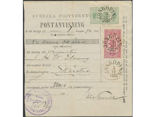 Sweden. Official Facit Tj16A, 14 , 5+10 öre on very beautiful money order sent from …