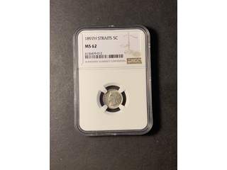 Straits Settlements Queen Victoria (1837-1901) 5 cents 1897 H, XF-UNC, NGC MS62