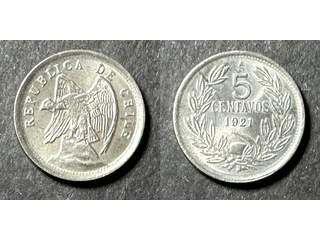 Chile 5 centavos 1921, UNC