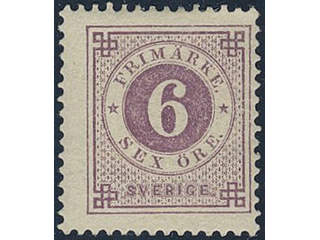 Sweden. Facit 31k ★, 6 öre red-lilac on calendered paper. Opinion (shade) by O.P. SEK 1600