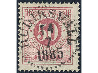Sweden, Sverige, Sverige, Sverige. Facit 36g used, 50 öre carmine-red on soft paper. …