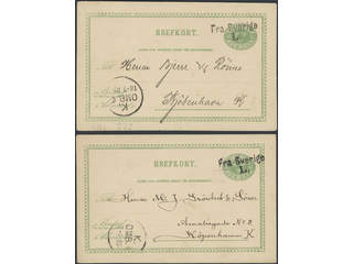 Sweden. Facit bKe7. DENMARK. Danish cancellation FRA SVERIGE L on two postcards dated in …