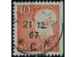 Sweden. Facit 423B used , 1966 Gustaf VI Adolf, type 3 30 öre red. EXCELLENT …