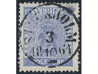 Sweden, Sverige, Sverige, Sverige. Facit 9h1 used, 12 öre bright ultramarine. EXCELLENT …