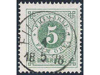 Sweden. Facit 19h used , 5 öre dull bluish green, unclean colour. EXCELLENT cancellation …