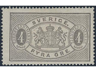 Sweden. Official Facit Tj2a ★, 4 öre grey-black, perf 14. Owner marks on reverse. …