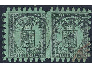 Finland. Facit 6v1C3 used , 1867 Coat-of-Arms Finnish values 8 p black on green ordinary …